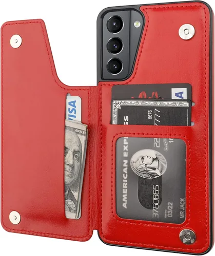 Miniatura 9 de ONETOP - Funda tipo cartera compatible con Samsung Galaxy S21 con soporte para tarjetas, funda de piel sintética con ranuras para tarjetas, doble