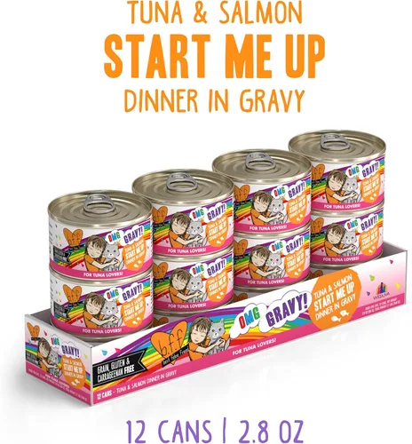 Miniatura 2 de Weruva B.F.F. OMG - Best Feline Friend Oh My Gravy!, atún y salmón Start Me Up con atún y salmón, lata de 2.8 onzas (paquete de 12)