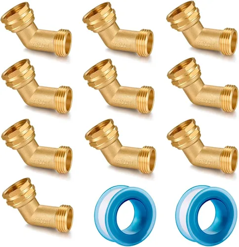 Miniatura 7 de Conector de codo de manguera de jardín, accesorios de tubería de latón macizo de 45 grados, codo de manguera, elimina el estrés y la tensión