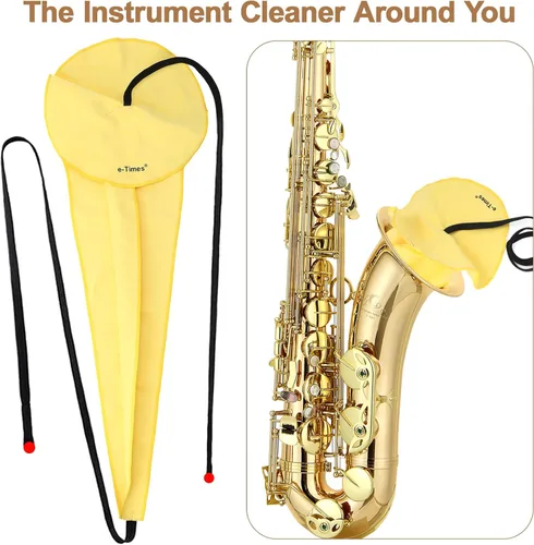 Miniatura 5 de Kit de Limpieza de Saxofón, para Saxofón Alto, Tenor, Soprano y Otros Instrumentos de Viento y Madera, Incluye 1 * Paño de Limpieza y 1 * Cepillo