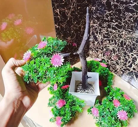 Miniatura 3 de Árbol bonsái artificial, planta bonsái artificial para decoración del hogar, plantas de interior, árbol de gran tamaño con flores (flores rosadas)