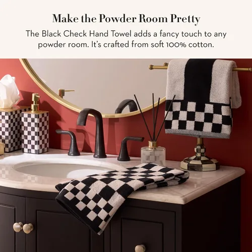 MACKENZIE-CHILDS Toalla de mano, bonita toalla de mano decorativa para baño y cocina, cuadros negros y blancos