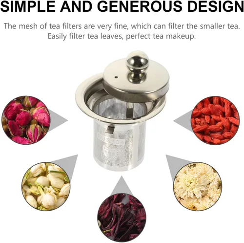 Miniatura 4 de Infusor de té de acero inoxidable con tapa de doble función, colador de malla extra fina para té de hojas sueltas a prueba de calor, asas dobles