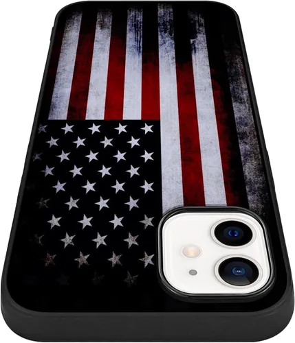 Miniatura 5 de Funda compatible con iPhone 12/12 Pro, patrón de bandera estadounidense, parte trasera de policarbonato duro, lados de TPU suave, protección a