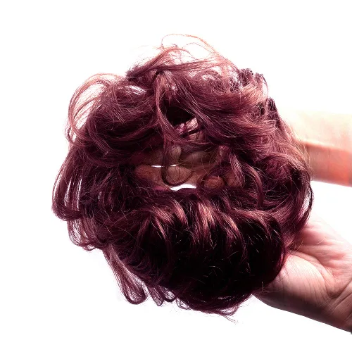 Miniatura 21 de Bella Hair - Rodete de extensión de cabello 100 % humano para banda elástica, extensión de cola de caballo ondeada, rizada o desordenada #2 Marrón