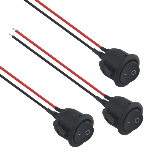 Miniatura 2 de 20 interruptores basculantes redondos de encendido y apagado de 2 pines SPST para barco, AC 6A/125V 10A/250V con cable pre-soldado para automóvil