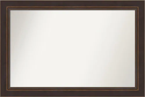 Miniatura 383 de Amanti Art Espejo de baño de bronce para sobre el fregadero, 24 x 24 pulgadas, espejo cuadrado de bronce Lara para tocador, marco de madera