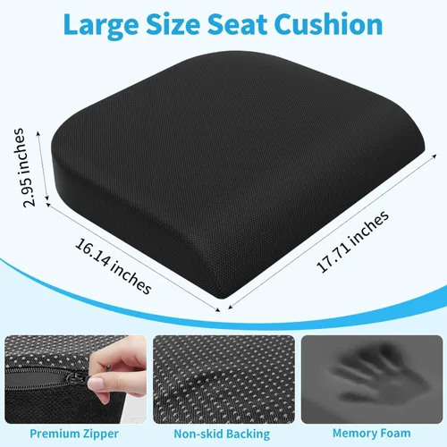 Miniatura 3 de TranquilRelax - Cojín grande para asiento de espuma viscoelástica para largas horas de sentado en silla de oficina, asiento de coche, almohadilla