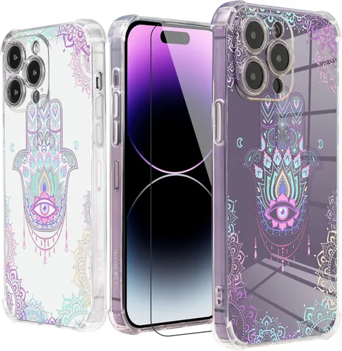 Miniatura 38 de Roemary Buffertech - Funda protectora para iPhone 13 Pro Max con diseño Golden Retriever, diseño de arcoíris con protector de pantalla
