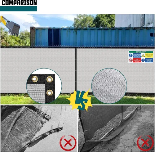 Miniatura 4 de TANG Malla de Privacidad para Cerca Gris 6' x 50' Paneles de Cercado Exterior Tela de Sombra de Bloqueo con Ojales y Bridas, Pantalla contra Viento