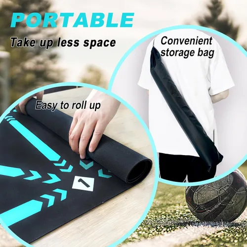 Miniatura 6 de Football Footstep Training Mat, Soccer Training Mat 35 * 24IN, Soccer Skills Training Equipment with Storage Bag and Soccer Return Trainer Net