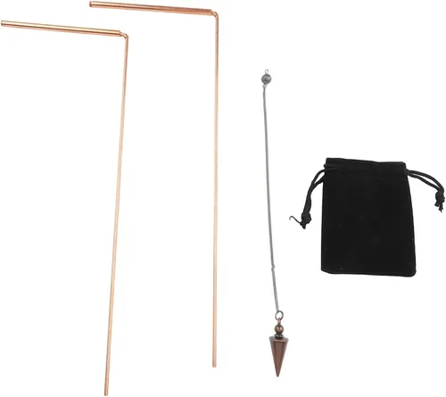 Kit de varilla de radiestesia y péndulo de cobre con sondas telescópicas para detección de minerales de agua, sanación energética y adivinación