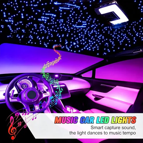 Miniatura 4 de Luz de techo de 32 W Twinkle Starlight, 1100 luces de estrella de 13.1 pies para automóvil, luz LED de fibra óptica de doble color, RGBW, estrellas