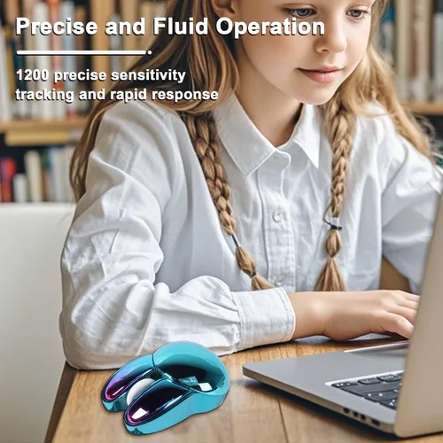 Miniatura 5 de Ratón inalámbrico Bluetooth lindo conejito de doble modo ratón portátil pequeño 2.4G ratón óptico con receptor USB silencioso azul Kawaii conejo