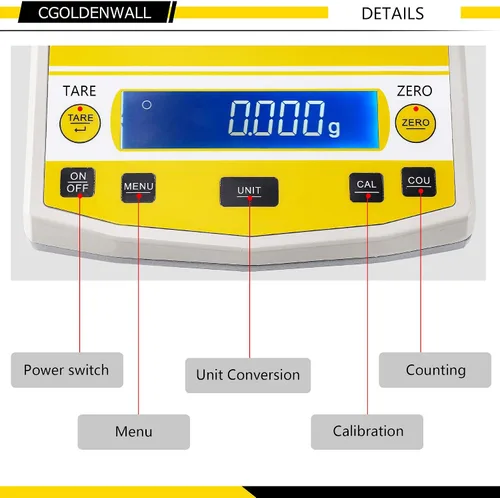 Miniatura 3 de CGOLDENWALL Balanza analítica digital Balanza de alta precisión Balanza electrónica digital para farmacia de laboratorio (7.05 oz 1mg)