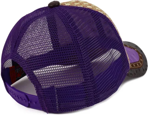 Miniatura 3 de Trendy Apparel tienda paja diseño metálico Rodeo Cowboy caballo Logo de metal camionero de malla gorra de béisbol