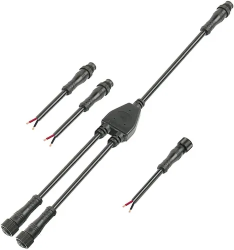 Miniatura 6 de Conector impermeable de 2 cables, conector LED macho hembra de 16 AWG de 2 pines con cable de extensión IP65, 7.9 in para automóvil, tira de luces