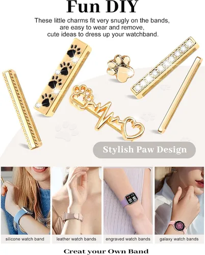 Miniatura 3 de JR.DM Dijes para correa de reloj con anillos decorativos brillantes, compatibles con Apple Watch de 1.575 pulgadas, 1.496 pulgadas, 1.614 pulgadas