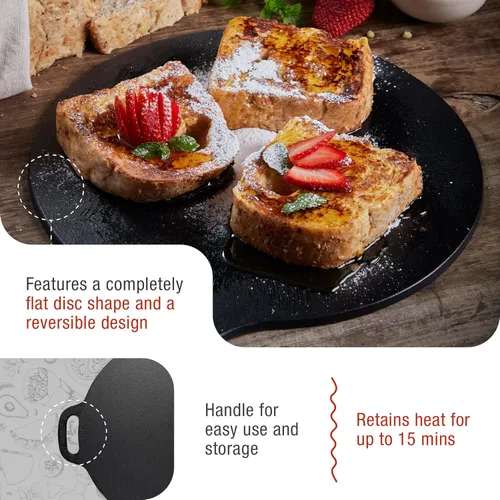 Miniatura 5 de Victoria - Sartén de hierro fundido de 12 pulgadas/30.5 centímetros Tawa Dosa, sartén de hierro fundido para pizza y crepes con asa de bucle