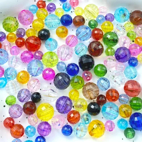 Miniatura 3 de 1000 cuentas facetadas redondas acrílicas de 0.236 pulgadas (0.236 in), cuentas espaciadoras de cristal, cuentas sueltas con múltiples facetas