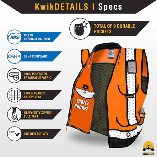 Miniatura 6 de KwikSafety - Charlotte, NC - GODFATHER Safety Vest [CUSHIONED COLLAR + TABLET POCKET] ANSI OSHA