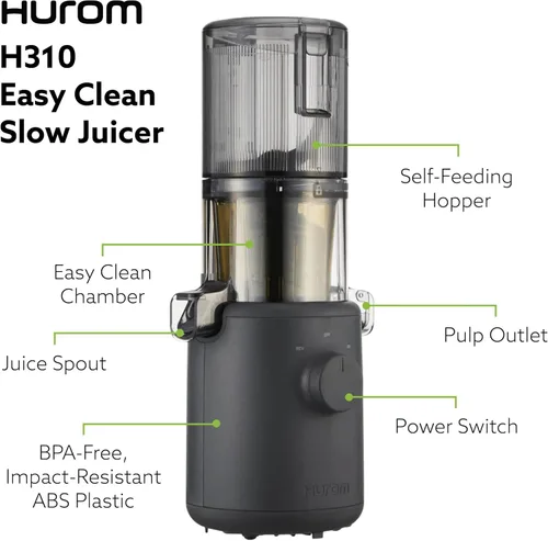 Miniatura 7 de Hurom H310 Exprimidor Lento Fácil de Limpiar, Lavanda Compacto Motor Silencioso Tolva que Ajusta a Productos Enteros Sin Escobillas Fácil