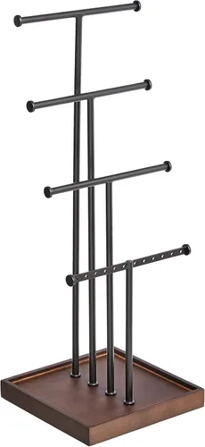 Tienda Basics - Soporte para joyas de cuatro niveles con forma de árbol color nogal y negro