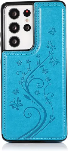 Miniatura 7 de Funda de teléfono para Samsung Galaxy S21 Ultra Glaxay S21ultra 5G con protector de pantalla de vidrio templado, tarjetero y cartera con soporte