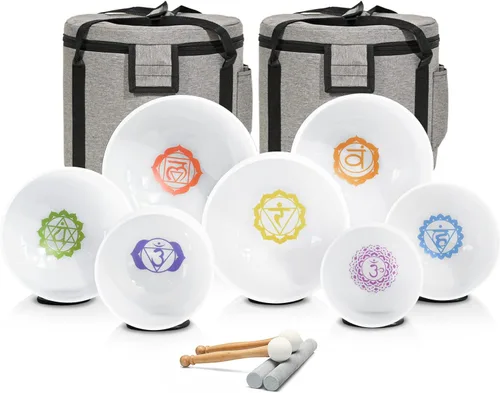Miniatura 8 de CVNC 432HZ - Juego de 7 cuencos de cristal de cuarzo esmerilado de 6 a 12 pulgadas para curación de sonido y meditación