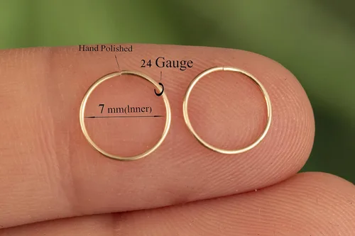 Miniatura 140 de Aretes de aro de oro de plata – Aretes de aro para mujer, dos piezas de aros de plata fina rellenos de oro, aro de hélice, anillo de tragus, aro