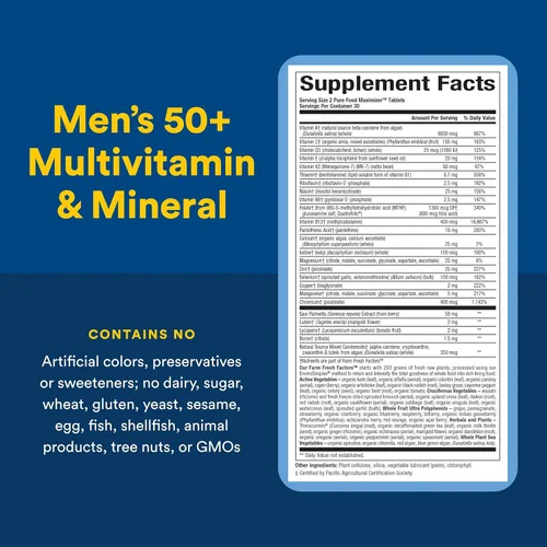 Miniatura 4 de Natural Factors, Multivitamínico y mineral para hombres, 1 porción contiene nutrición equivalente a ½ lb de verduras, 60 unidades (paquete de 1)