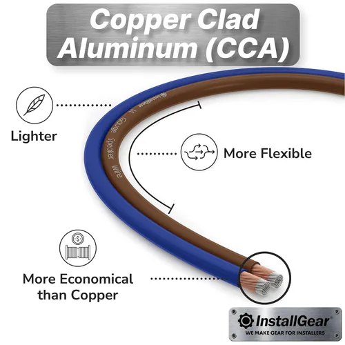 Miniatura 6 de InstallGear Cable de altavoz de calibre 14 de 30 pies, cable de altavoz de audio de automóvil de aluminio revestido de cobre para sistemas estéreo