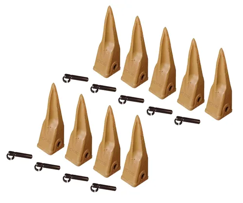 Miniatura 3 de Cubo de retroexcavadora estilo gato dientes de tigre con alfileres y retenedores, 1U-3202TL (1)