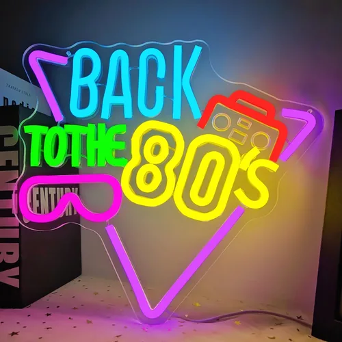 Letrero de neón "Back To The 80's" para decoración de pared, letreros de neón LED para decoración de fiesta, letrero de luz de neón, decoración de