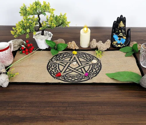 Indian Consigners Tela de altar – Suministros de brujería, herramientas de altar wiccano, extensión de tarot – decoración pagana de bruja, regalos