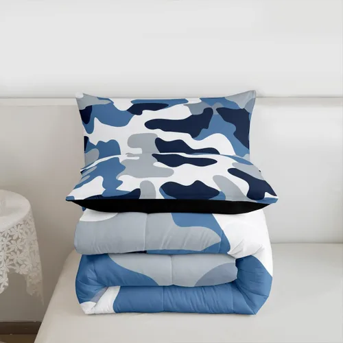 Miniatura 7 de Edredón de plumón de camuflaje para niños, niñas, adolescentes, adultos, juego de ropa de cama con patrón abstracto de colores suaves, relleno