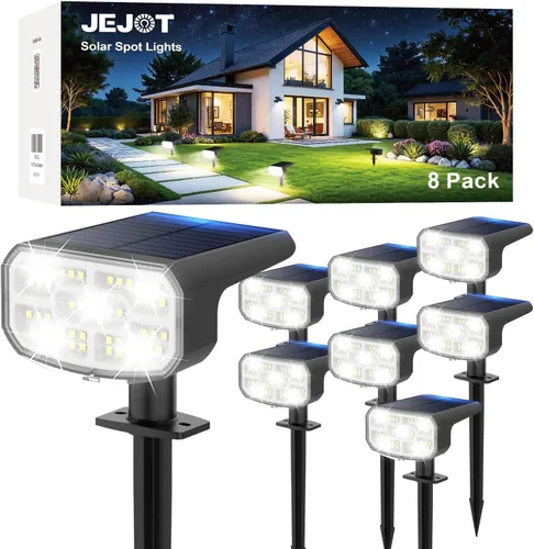 Miniatura 13 de JEJOT Luces solares para exteriores, impermeables, IP65, encendido/apagado automático, 2700 K, 2 modos de iluminación, LED súper brillante, luces