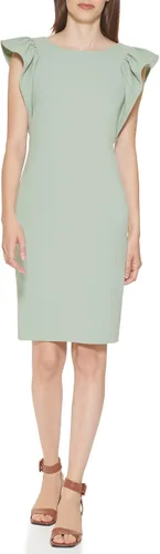 Miniatura 2 de Calvin Klein Vestido tubo hasta la rodilla con mangas aleteadas para mujer