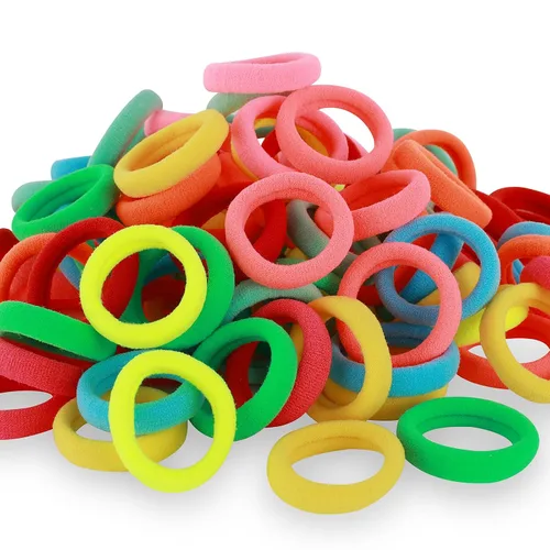Miniatura 12 de QRTVI 120 Piezas Ligas para el Cabello de Bebé, Ligas de Cabello de Algodón para Niñas Pequeñas y Niños, Bandas para el Cabello Pequeñas Multicolor