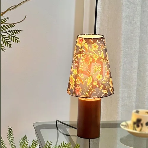 Miniatura 6 de Lamp for Desk Romantic Atmosphere Table Lamp Solid Wood Retro Floral Table Lamp Bedroom Fabric Table Lamp Desk Lamps for Home Office