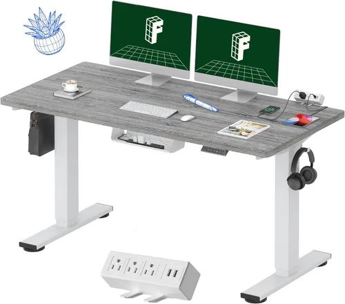 Miniatura 17 de FLEXISPOT EN2 Escritorio de pie de una pieza completa con regleta de alimentación de abrazadera, escritorio eléctrico de altura ajustable de 40 x 24