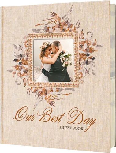 Vienrose Libro de Invitados de Boda Polaroid Libro de Invitados con Fotos Libro de Firmas Personalizado Tapa de Lino 120 Páginas Tapa Dura con