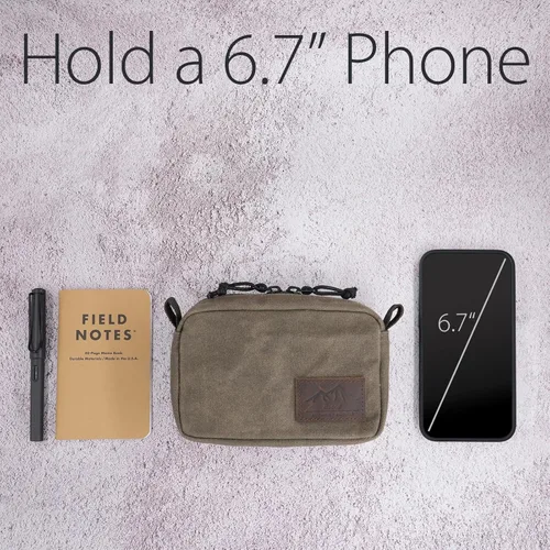 Miniatura 5 de Bolso Diodrio para Cinturón para Hombres y Mujeres con Cremalleras YKK, Bolso de Cintura para Senderismo, Resistente al Agua, Lona Cera, Oliva Oliva