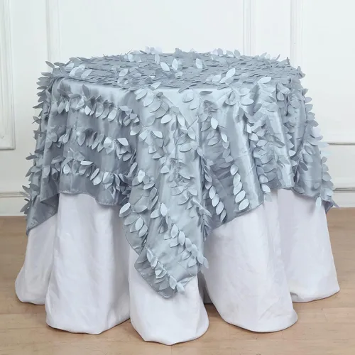 Miniatura 20 de TABLECLOTHSFACTORY - Mantel cuadrado de tela de tafetán de pétalos de hojas 3D de 54 pulgadas, color negro