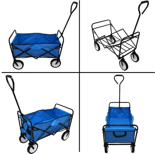 Miniatura 5 de Carro plegable multifunción azul al aire libre ruedas portátiles para uso público, camping, comestibles, compras, transporte de niños, picnic