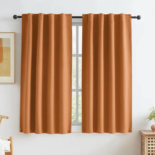 Miniatura 20 de Paneles de cortinas de ventana 100% opacas, con trabillas traseras, bolsillo para barra, gancho, cinturón, aspecto plisado, cortinas para sistema
