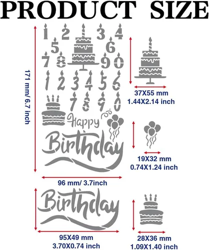 Miniatura 2 de MAYJOYDIY Plantillas de metal de feliz cumpleaños, plantilla de diario de metal, feliz cumpleaños, pastel, número, velas, marcapáginas, plantillas