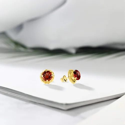 Miniatura 361 de Gem Stone King Aretes de plata de ley 925 de 0.236 in con piedra natal redonda para mujer