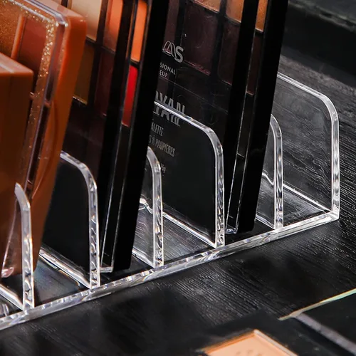 Miniatura 5 de Vowcarol Organizador de paleta de sombras de ojos, acrílico de 7 secciones divididas para paleta de maquillaje, soporte organizador - transparente