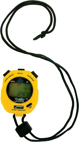 FINIS Cronómetro impermeable para entrenamiento de natación - Memoria dividida de 300 - Modo de frecuencia de carrera - Pantalla de fácil lectura